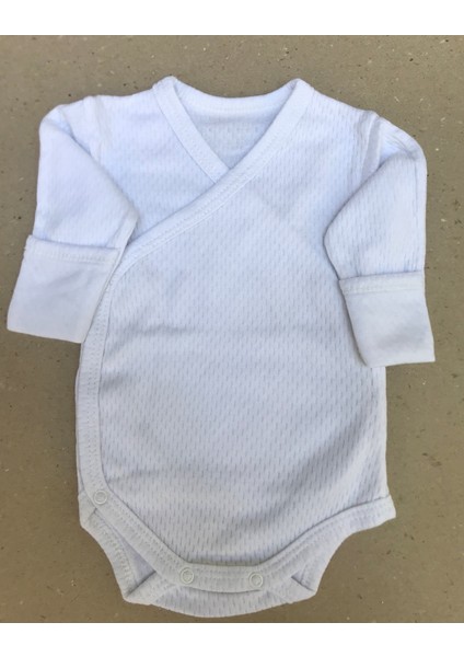 Uzun Kollu Kendinden Eldivenli Çıtçıtlı Beyaz Renk Kruvaze Badi (5 Li Paket) modelleri