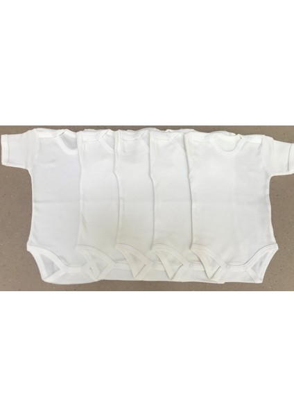 Çıtçıtlı Badi Kısa Kol (5 Li Paket) Krem