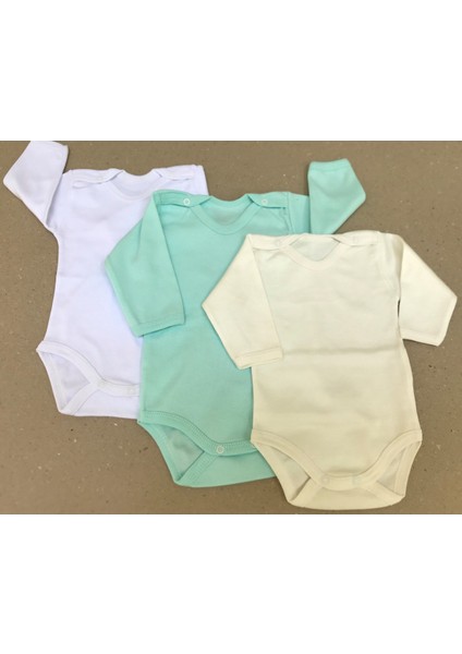 Çıtçıtlı Badi Uzun Kol (3 Lü Paket) (Beyaz,yeşil,krem)