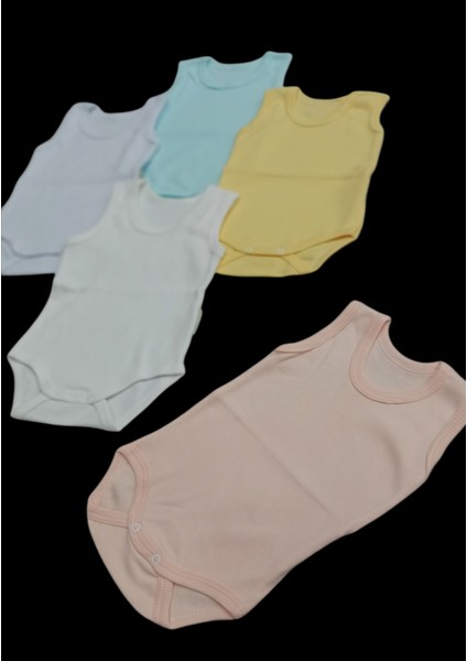 Askılı Basic Bisiklet Yaka Atlet Çıtçıtlı Badi 5li Paket 0-48 Ay
