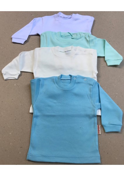 Uzun Kollu Bebek Üst Badi (4 Lü Paket) (Beyaz,su Yeşili ,krem,mavi) 0-24 Ay Arası modelleri