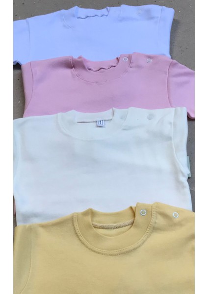 Uzun Kollu Bebek Üst Badi (4 Lü Paket) (Beyaz,pembe,krem,sarı) 0-24 Ay Arası fırsatları