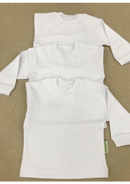 Üst Badi Uzun Kol (3 Lu Paket) Beyaz Renk 0-24 Ay Arası fırsatları