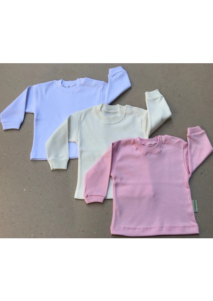 Üst Badi Uzun Kol (3 Lu Paket) (Beyaz,krem,pembe)