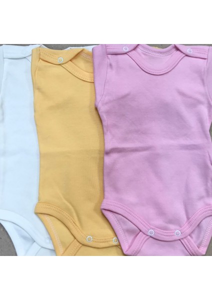 Çıtçıtlı Badi Kısa Kol (3 Lü Paket) Krem,sarı,pembe modelleri