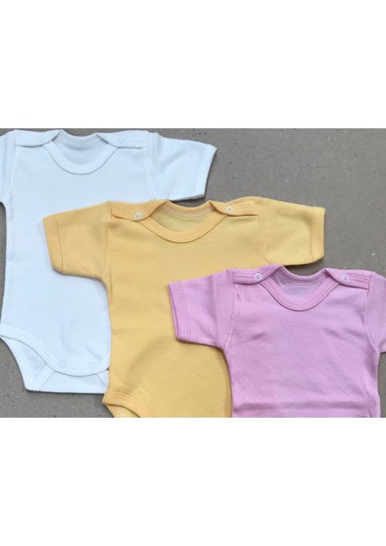 Çıtçıtlı Badi Kısa Kol (3 Lü Paket) Krem,sarı,pembe fırsatları