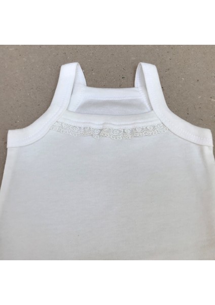 Ip Askılı Yakası Fistolu (Dantelli) Çıtçıtlı Badi Beyaz Renk 3'lü Paket 3-48 Ay Arası modelleri