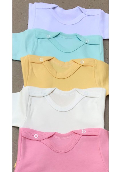 Kadın Çıtçıtlı Kısa Kol Badi 5 Li Paket Renkli Pamuklu Tasarım fırsatları