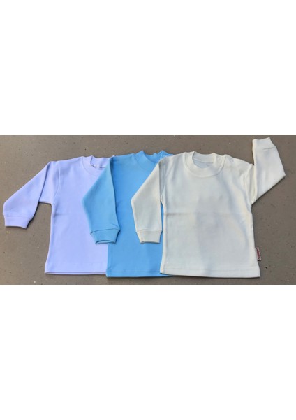 Üst Badi Uzun Kol (3 Lu Paket) (Beyaz,mavi,krem)