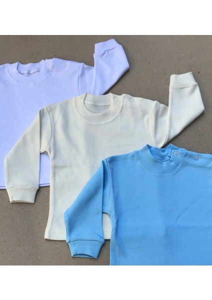 Üst Badi Uzun Kol (3 Lu Paket) (Beyaz,mavi,krem) modelleri
