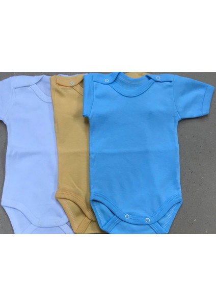 Çıtçıtlı Badi Kısa Kol (3 Lü Paket) Beyaz,sarı,mavi