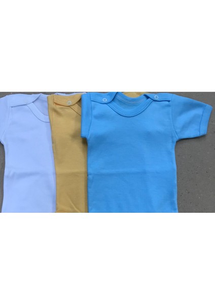 Çıtçıtlı Badi Kısa Kol (3 Lü Paket) Beyaz,sarı,mavi modelleri