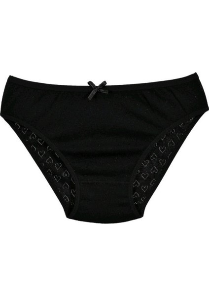 %100 Pamuklu3 Adet Jakarlı Kalpli Kadın Slip Bikini Külot