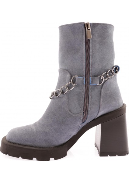 1543 Yuvarklak Burun Zincir Detayli Kadin Topuklu Bot modelleri