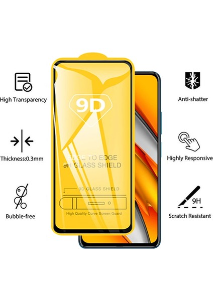 Xiaomi Poco M5S Ekran Koruyucu 9D Kırılmaz Cam Ultra Darbe Emici Etkin Koruma Ekranı Tam Kaplar