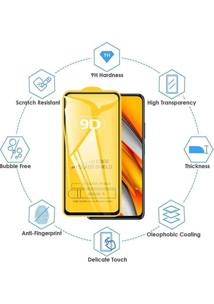Xiaomi Poco M5S Ekran Koruyucu 9D Kırılmaz Cam Ultra Darbe Emici Etkin Koruma Ekranı Tam Kaplar