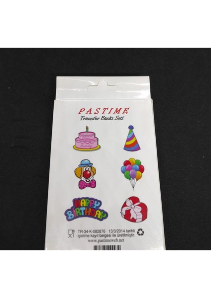 parti Temalı 6'lı Transfer Baskı Seti-Balon,happy Birtday,palyaço,pasta,şapka