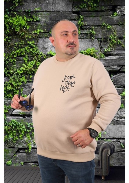 Büyük Beden Erkek Sweat Just 22733 Bej