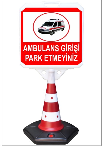 Park Dubası Jumbo 55x50 Ambulans Girişi Park Etmeyiniz Kaldırım Yönlendirme A+ Plastik 124 Cm
