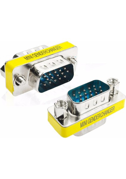 VGA Erkek-Erkek Mini Cinsiyet Değiştirici Adaptörü 15 Pin VGA M/m Dönüştürücü