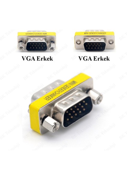 VGA Erkek-Erkek Mini Cinsiyet Değiştirici Adaptörü 15 Pin VGA M/m Dönüştürücü