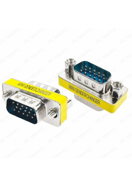 VGA Erkek-Erkek Mini Cinsiyet Değiştirici Adaptörü 15 Pin VGA M/m Dönüştürücü