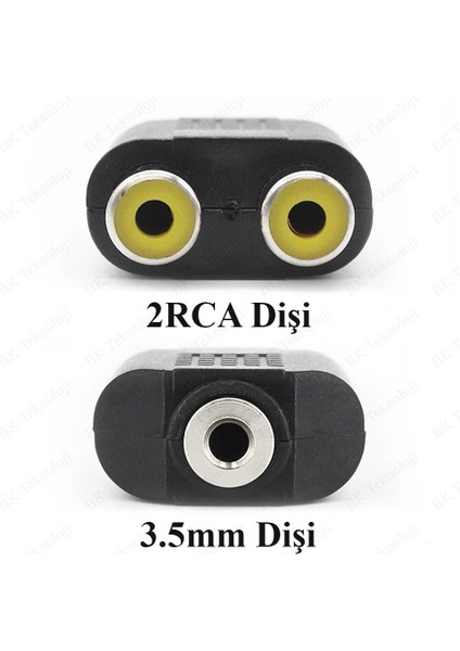 3.5mm (1/8 Inç) Trs Dişi - 2 Rca Dişi Adaptör