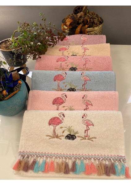 Enstarhome El Havlusu Flamingo Desenli Flora Bukle