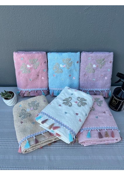 Enstarhome El Havlusu Kelebek Desenli Flora Bukle