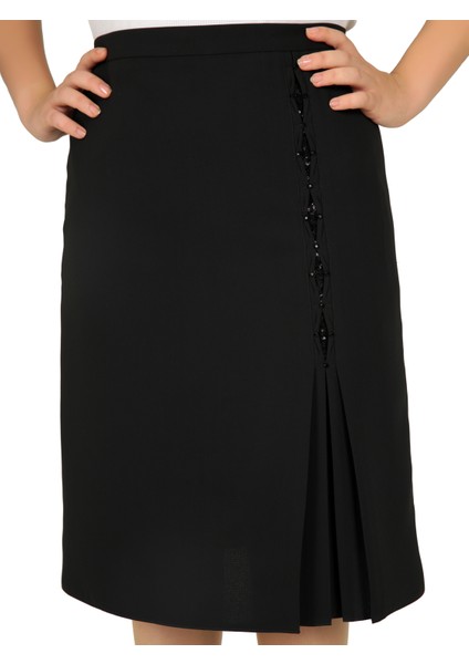 Kısa Büyük Beden Payet ve Taş Detaylı Astarlı Krep Anne Eteği fiyatları