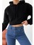 Kadın Kanguru Cepli Kapüşonlu Içi Polarlı Boyfriend Sweatshirt 4