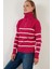 Çizgili Fermuarlı Boğazlı Yaka Örgülü Triko Kazak Bayan Kazak 63622458 3