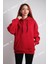 Unisex Oversize Pure Hoodie ( Kapüşonlu Sweatshirt) Kırmızı 1