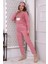 Fawn 3010 Peluş Welsoft Polar Kışlık Pandalı Cepli Kadın Pijama Takımı 3