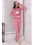 Fawn 3010 Peluş Welsoft Polar Kışlık Pandalı Cepli Kadın Pijama Takımı 4