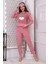 Fawn 3010 Peluş Welsoft Polar Kışlık Pandalı Cepli Kadın Pijama Takımı 5