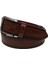 Kahverengi Suni Deri Dikişli Desensiz Düz Model 4.5 Cm.lik Spor Kot Kemer - 4513-111-22KS 4