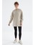 Koyu Bej Reglan Kol Basic Kapüşonlu Oversize Sweatshirt Tunik - 97242 2