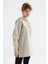 Koyu Bej Reglan Kol Basic Kapüşonlu Oversize Sweatshirt Tunik - 97242 5