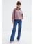 Gül Kurusu Yarım Fermuar Etek Ucu Büzgülü Kadın Polar Oversize Sweatshirt - 97171 4
