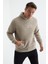 Tommy Life Koyu Bej Yazı Nakışlı Kanguru Cepli Kapüşonlu Rahat Form Erkek Polar Sweatshirt - 88164 3