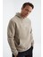 Tommy Life Koyu Bej Yazı Nakışlı Kanguru Cepli Kapüşonlu Rahat Form Erkek Polar Sweatshirt - 88164 5