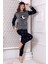 Fawn 3014 Peluş Welsoft Polar Kışlık Ay Desenli Kadın Pijama Takımı 1