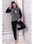Fawn 3014 Peluş Welsoft Polar Kışlık Ay Desenli Kadın Pijama Takımı 2