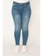 Kadın Mavi 5 Cep Likralı Skinny Jean Pantolon 4