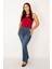 Kadın Lacivert Geniş Paça Likralı Kot Pantolon 65N34222 2
