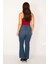 Kadın Lacivert Geniş Paça Likralı Kot Pantolon 65N34222 4