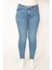 Kadın Mavi 5 Cep Likralı Paçası Pis Dikiş Skinny Jean Pantolon 5