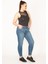 Kadın Mavi 5 Cep Likralı Skinny Jean Pantolon 3