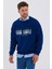 Erkek Oversize Baskılı Basıc S-Shırt-Lacivert 5